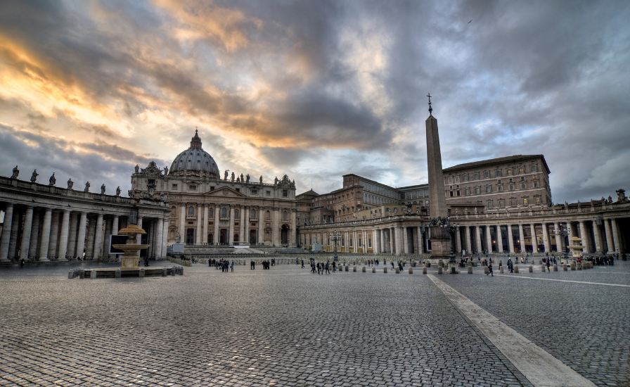 A majestic view of St. Peter's Basilica, a renowned Renaissance church in Vatican City

