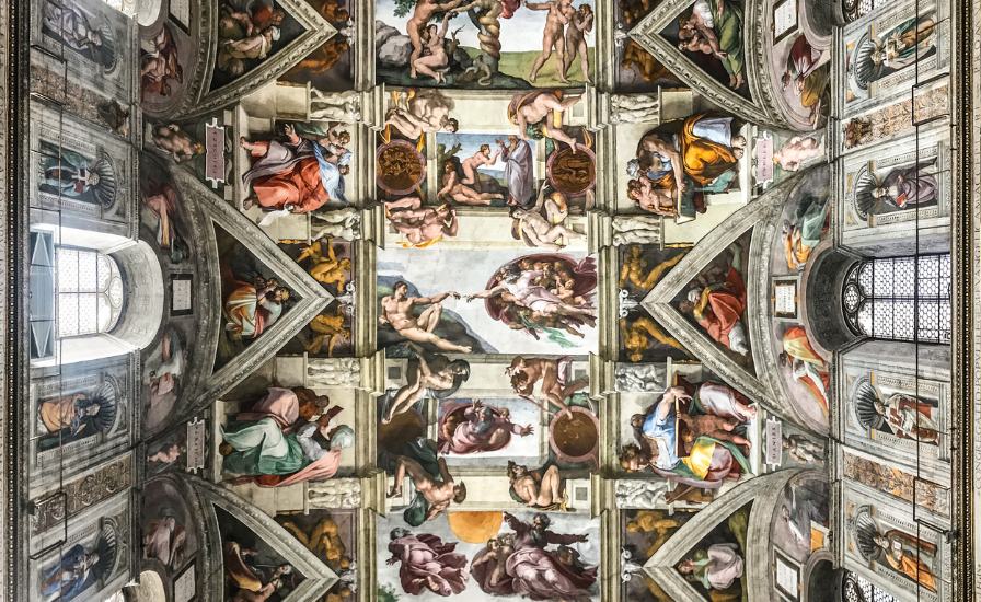 Michelangelo's-Sistine-Chapel-ceiling-in-Vatican-City,-Italy.